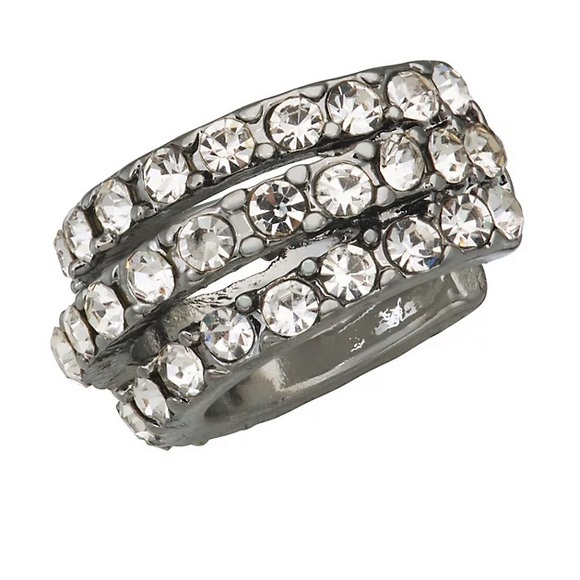 NWOT Nine West Jet Tone Crystal Layered Ear Cuff - Picture 2 of 3